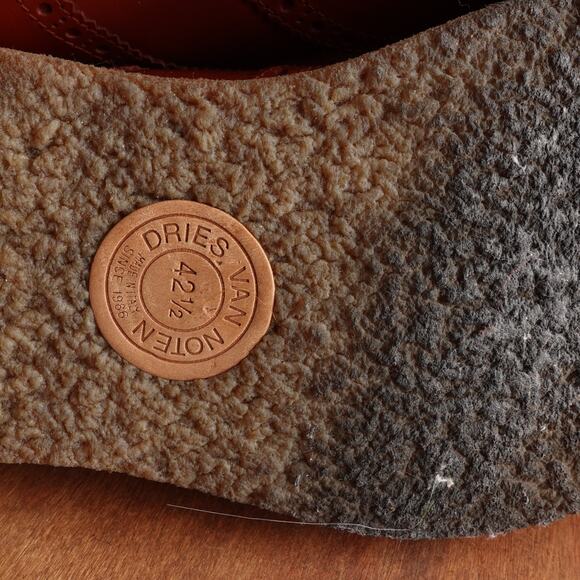 Dries Van Noten Oxfords Mens SZ EU 42.5 US 9.5 Brown Leather Wingtip Dress Shoes - Picture 13 of 16